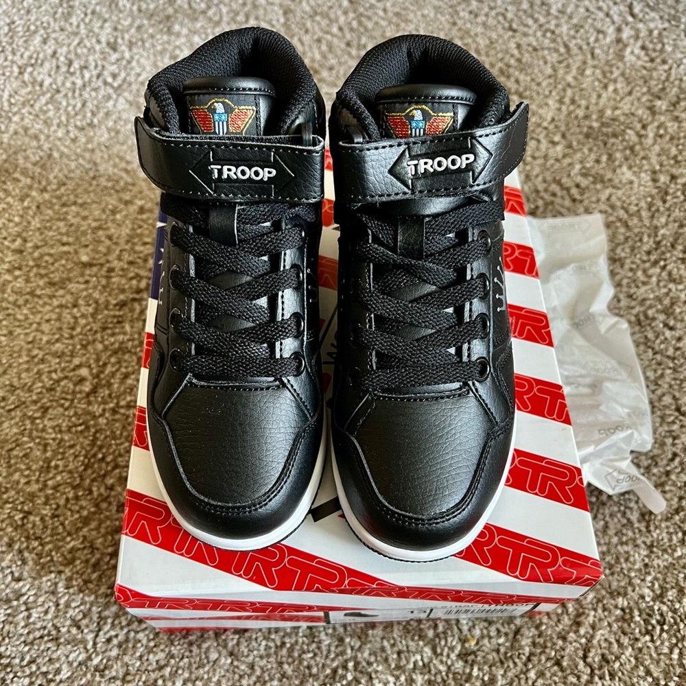 TROOP, Black Toddler/Kids Destroyer Faux Leather High Top Sneakers, Size 13